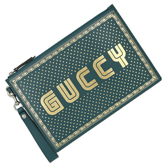 Gucci GUCCY Bag Shoulder Calf Green Clutch Pochette Zipper Bag SEGA - Picture 1 of 6